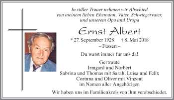 Traueranzeige von Ernst Albert von Allgäuer Zeitung, Füssen