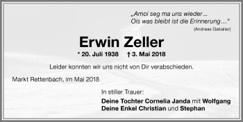 Traueranzeige von Erwin Zeller von Memminger Zeitung