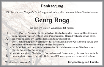 Traueranzeige von Georg Rogg von Allgäuer Zeitung, Kaufbeuren/Buchloe