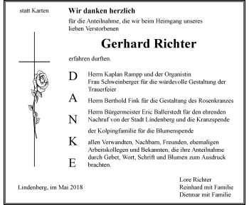 Traueranzeige von Gerhard Richter von Der Westallgäuer