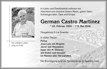 Traueranzeige von German Castro Martinez von Allgäuer Zeitung, Kaufbeuren/Buchloe