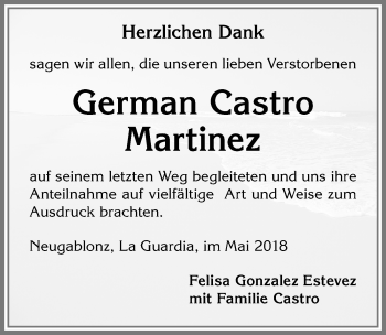 Traueranzeige von German Castro Martinez von Allgäuer Zeitung, Kaufbeuren/Buchloe