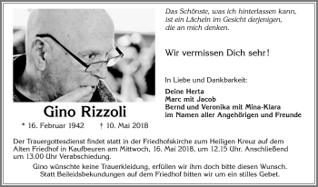 Traueranzeige von Gino Rizzoli von Allgäuer Zeitung, Kaufbeuren/Buchloe