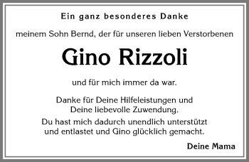 Traueranzeige von Gino Rizzoli von Allgäuer Zeitung, Kaufbeuren/Buchloe