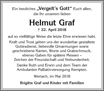 Traueranzeige von Helmut Graf von Allgäuer Anzeigeblatt