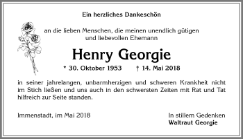 Traueranzeige von Henry Georgie von Allgäuer Anzeigeblatt