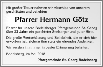 Traueranzeige von Hermann Götz von Allgäuer Zeitung,Kempten