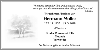 Traueranzeige von Hermann Moller von Allgäuer Zeitung, Füssen