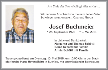 Traueranzeige von Josef Buchmeier von Allgäuer Zeitung