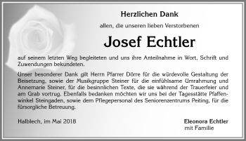 Traueranzeige von Josef Echtler von Allgäuer Zeitung, Füssen