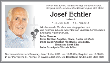 Traueranzeige von Josef Echtler von Allgäuer Zeitung, Füssen