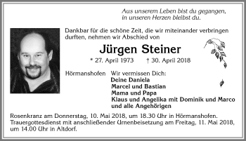 Traueranzeige von Jürgen Steiner von Allgäuer Zeitung