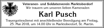 Traueranzeige von Karl Pusch von Allgäuer Zeitung, Marktoberdorf
