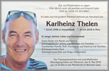 Traueranzeige von Karlheinz Thelen von Allgäuer Anzeigeblatt