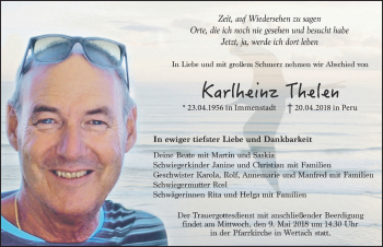 Traueranzeige von Karlheinz Thelen von Allgäuer Zeitung,Kempten