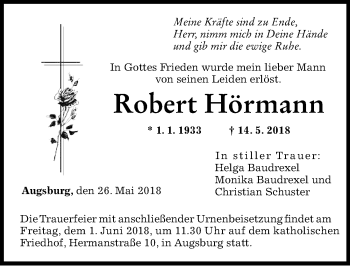 Traueranzeige von Robert Hörmann von Allgäuer Zeitung, Füssen