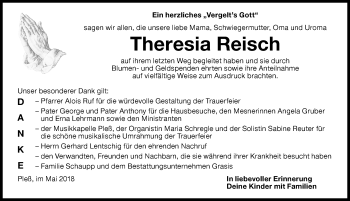 Traueranzeige von Theresia Reisch von Memminger Zeitung