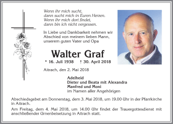 Traueranzeige von Walter Graf von Memminger Zeitung
