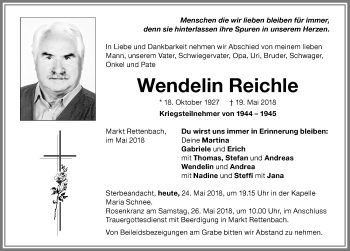 Traueranzeige von Wendelin Reichle von Memminger Zeitung