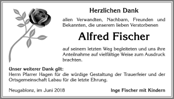 Traueranzeige von Alfred Fischer von Allgäuer Zeitung, Kaufbeuren/Buchloe