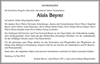 Traueranzeige von Alois Beyrer von Allgäuer Zeitung,Kempten