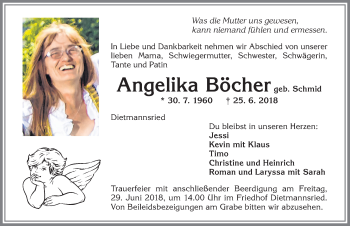 Traueranzeige von Angelika Böcher von Allgäuer Zeitung,Kempten