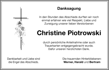Traueranzeige von Christine Piotrowski von Memminger Zeitung