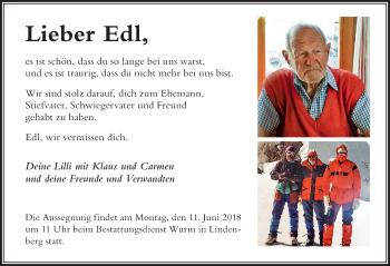 Traueranzeige von Edl  von Der Westallgäuer