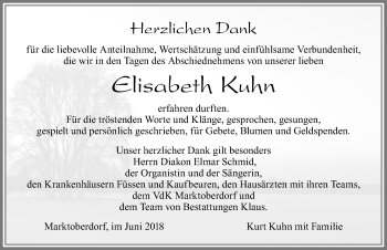Traueranzeige von Elisabeth Kuhn von Allgäuer Zeitung, Marktoberdorf