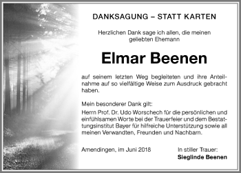Traueranzeige von Elmar Beenen von Memminger Zeitung
