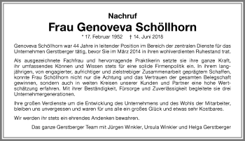 Traueranzeige von Genoveva Schöllhorn von Memminger Zeitung