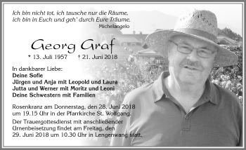 Traueranzeige von Georg Graf von Allgäuer Zeitung, Marktoberdorf