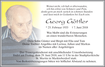Traueranzeige von Georg Göttler von Allgäuer Zeitung, Marktoberdorf