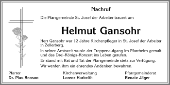 Traueranzeige von Helmut Gansohr von Allgäuer Zeitung, Kaufbeuren/Buchloe