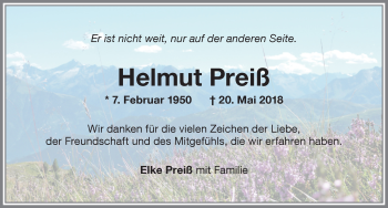 Traueranzeige von Helmut Preiß von Allgäuer Zeitung, Marktoberdorf