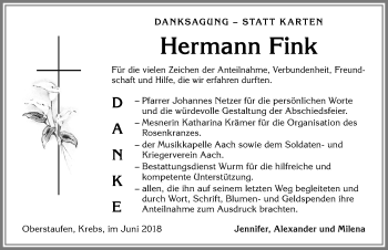 Traueranzeige von Hermann Fink von Allgäuer Anzeigeblatt