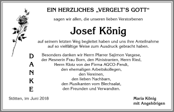 Traueranzeige von Josef König von Allgäuer Zeitung, Marktoberdorf