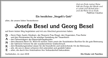 Traueranzeige von Josefa Besel von Allgäuer Zeitung, Kaufbeuren/Buchloe