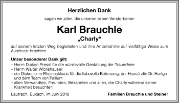 Traueranzeige von Karl Brauchle von Memminger Zeitung
