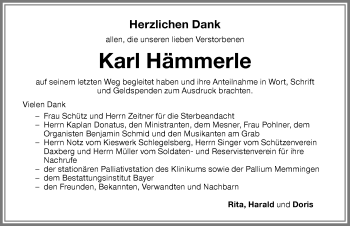 Traueranzeige von Karl Hämmerle von Memminger Zeitung