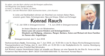 Traueranzeige von Konrad Rauch von Allgäuer Zeitung