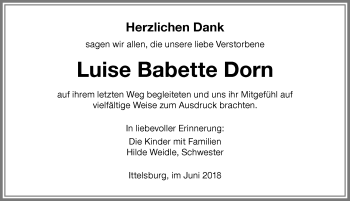 Traueranzeige von Luise Babette Dorn von Memminger Zeitung