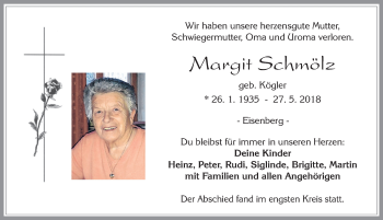 Traueranzeige von Margit Schmölz von Allgäuer Zeitung, Füssen