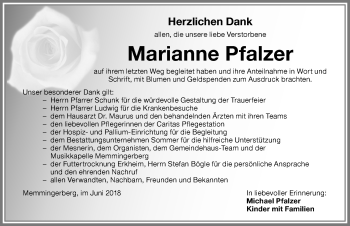 Traueranzeige von Marianne Pfalzer von Memminger Zeitung