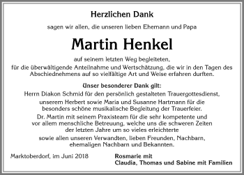 Traueranzeige von Martin Henkel von Allgäuer Zeitung, Marktoberdorf