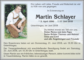 Traueranzeige von Martin Schlayer von Allgäuer Zeitung