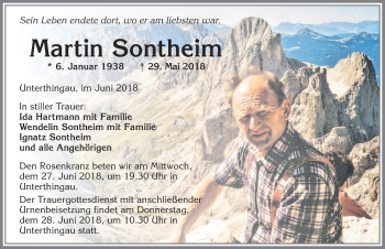 Traueranzeige von Martin Sontheim von Allgäuer Zeitung, Marktoberdorf