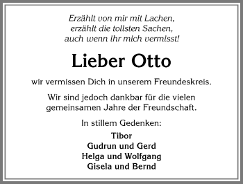 Traueranzeige von Otto  von Allgäuer Anzeigeblatt