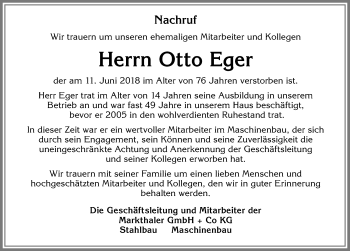 Traueranzeige von Otto Eger von Allgäuer Zeitung, Kaufbeuren/Buchloe