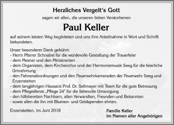 Traueranzeige von Paul Keller von Allgäuer Zeitung, Füssen